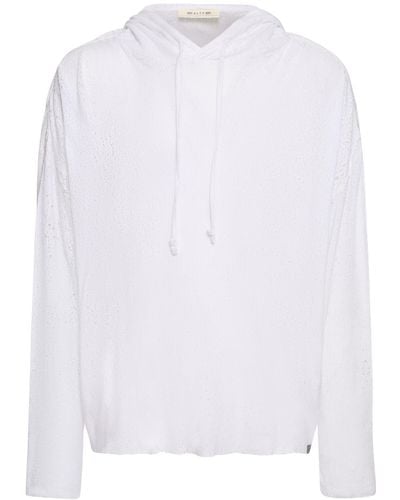 1017 ALYX 9SM Sweat-shirt en coton usé à capuche - Blanc