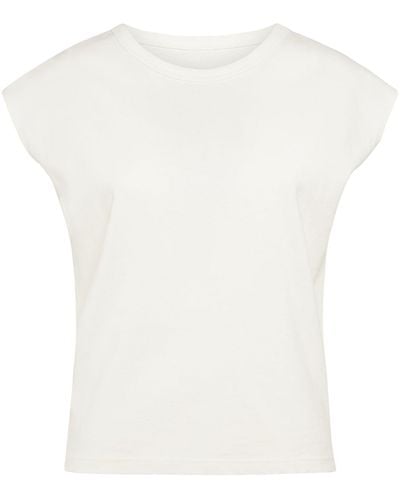 Lemaire T-shirt en lin mélangé à manches cape - Blanc