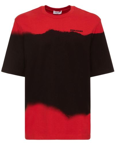 Ferragamo Colour-block Cotton T-shirt - Red