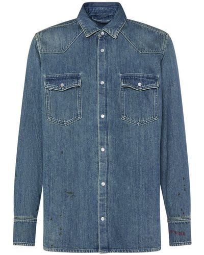 Golden Goose Camicia regular fit journey in cotone washed - Blu