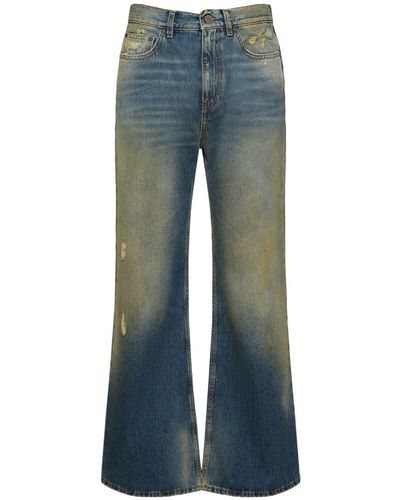 Palm Angels Jeans Aus Baumwolldenim Im Acid Wash - Blau