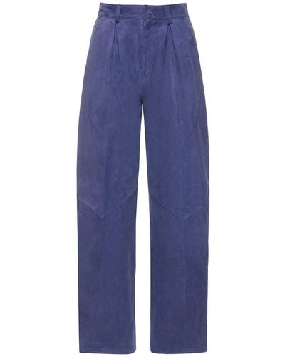 Blazé Milano Pantalon en cuir viva marino fayoumi - Bleu