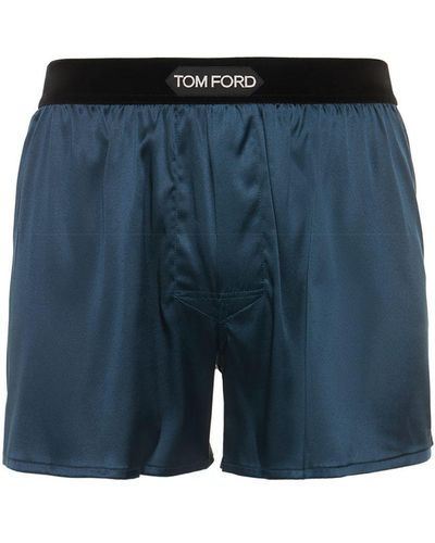 Tom Ford シルクサテンボクサーブリーフ - ブルー