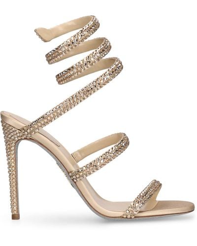 Rene Caovilla 105mm Satin & Crystal Sandals - Metallic