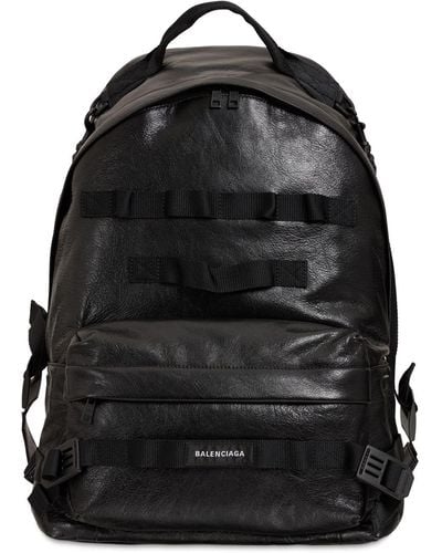 Balenciaga Leather Backpack W/ Crossbody Strap - Black
