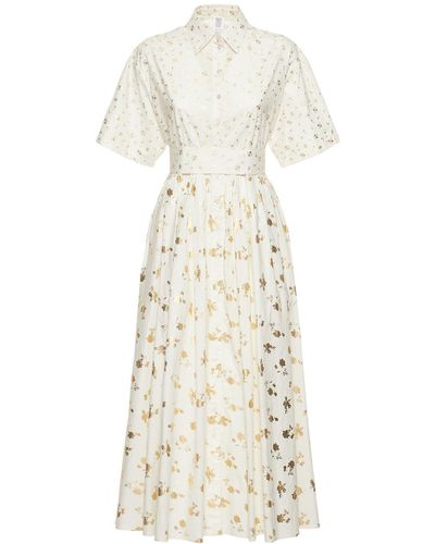 Rosie Assoulin Venanza Printed Cotton Poplin Midi Dress - White
