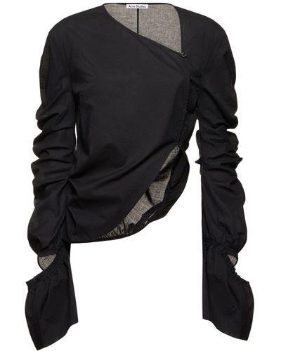 Acne Studios Cotton Poplin Cutout Draped Shirt - Black