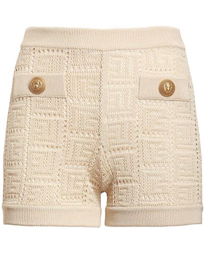 Balmain Short en maille de viscose à monogramme - Neutre