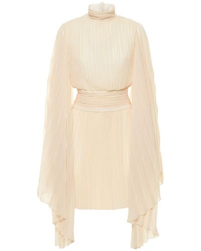 Rochas Georgette Mini Dress W/ Bat Sleeves - Natural