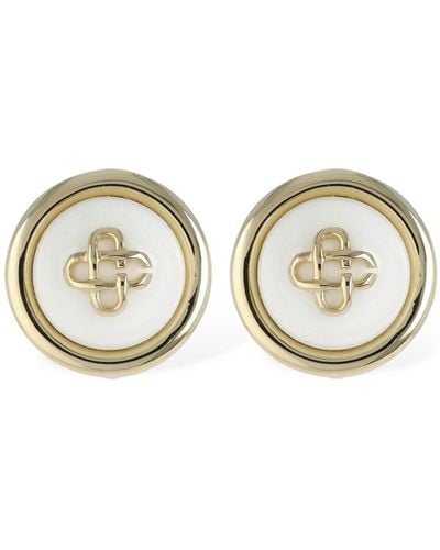 Casablanca Cc Dome Stud Earrings - Metallic