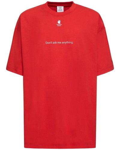 Vetements T-shirt en coton imprimé don't ask - Rouge