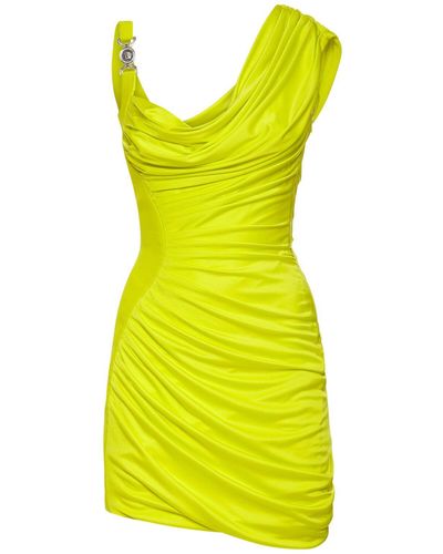 Versace Draped Jersey Mini Dress - Yellow