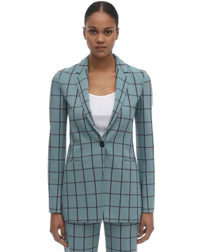 M Missoni Fitted Check Cady Jacket - Blue