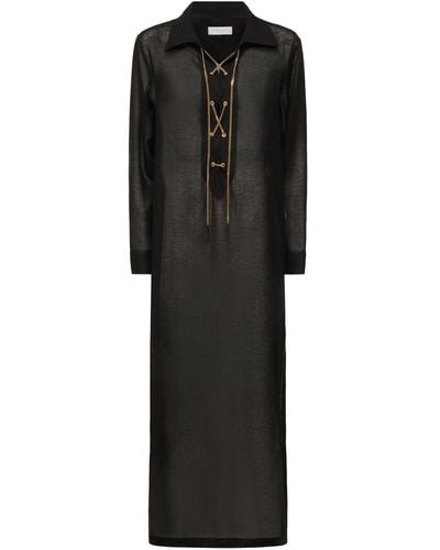 Michael Kors Lace-up Crepe Caftan Dress - Black