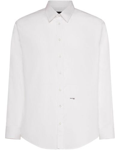 DSquared² Camicia in popeline di cotone con logo - Bianco