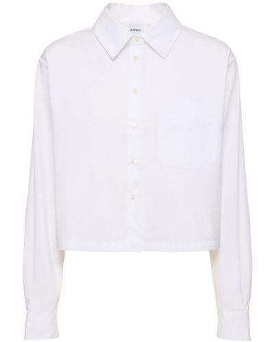 Aspesi Camisa de popelina de algodón con bolsillo - Blanco