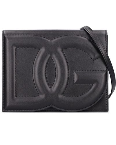 Dolce & Gabbana Dg Logo Leather Shoulder Bag - Gray