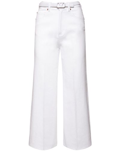 Valentino Jeans Cropped De Denim De Algodón Con Cinturón - Blanco