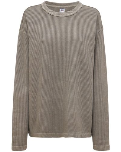 Reebok Sweatshirt Aus Baumwollmischung Mit Waffelmuster - Grau