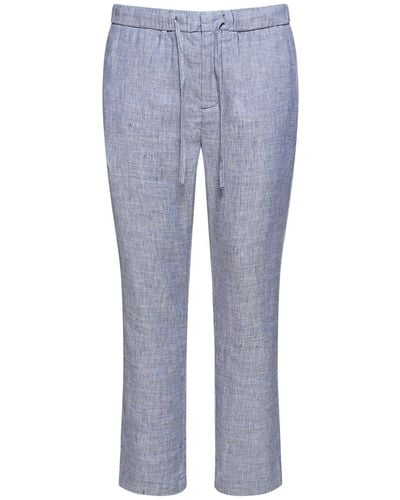 Frescobol Carioca Oscar Linen & Cotton Chino Trousers - Blue