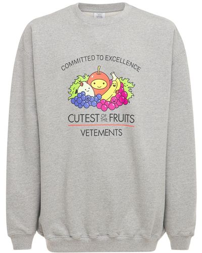 Vetements Sweatshirt Mit Logo "cutest Of The Fruits" - Grau