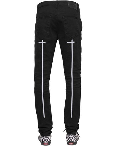 RTA 16.5cm Skinny Crosses Print Denim Jeans - Black