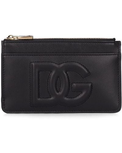 Dolce & Gabbana Porte-cartes moyen format en cuir de veau à logo DG - Noir