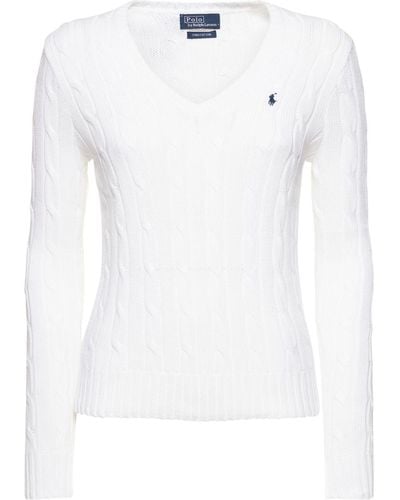 Polo Ralph Lauren Maglia kimberly in maglia a trecce - Bianco