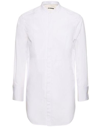 Jil Sander Oversize Cotton Poplin Plastron Shirt - White