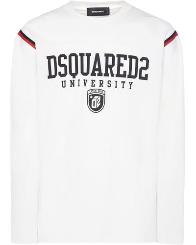 DSquared² Langärmeliges T-shirt Mit Logo - Weiß