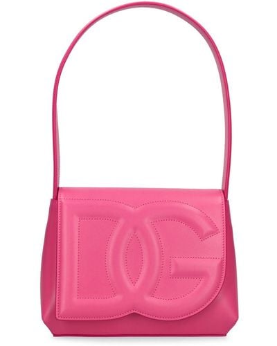 Dolce & Gabbana Schultertasche Aus Leder Mit Logo - Pink