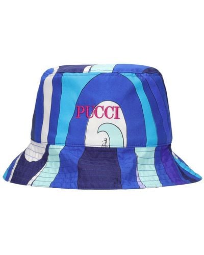 Emilio Pucci Cappello bucket reversibile in twill di seta - Blu