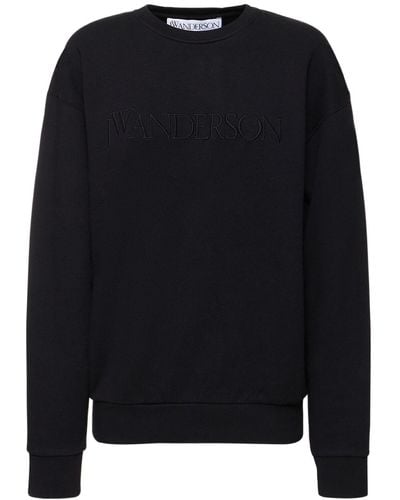 JW Anderson Sweat-shirt en jersey de coton à logo brodé - Noir