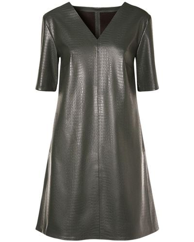 Max Mara Eliot Embossed Faux Leather Mini Dress - Grey