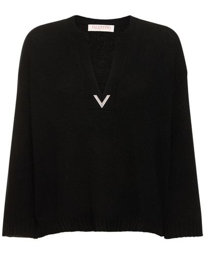 Valentino Suéter de punto de lana - Negro