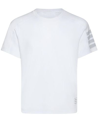 Thom Browne Cotton Ss T-Shirt W/ 4 Bar Stripe - White