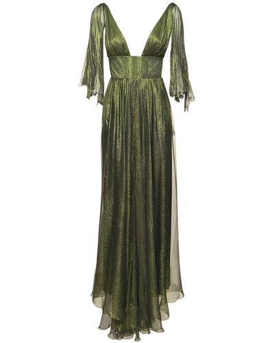 Maria Lucia Hohan Ada Mousseline Foiled Silk Long Dress - Green