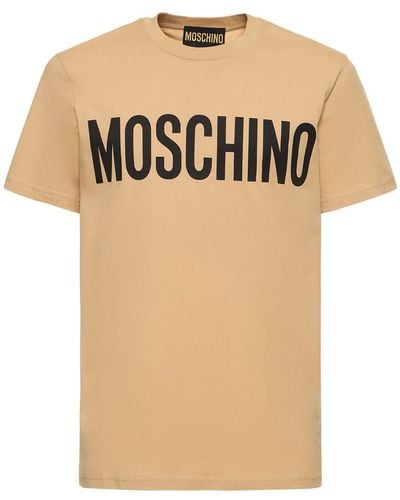 Moschino Logo Print Organic Cotton Jersey T-Shirt - Natural