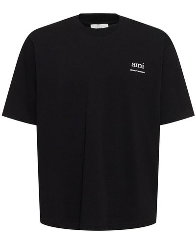 Ami Paris T-shirt Aus Baumwolljersey Mit Logodruck - Schwarz