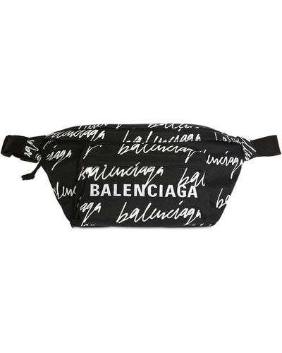 Balenciaga Riñonera De Nylon Con Logo Scribble Estampado - Negro