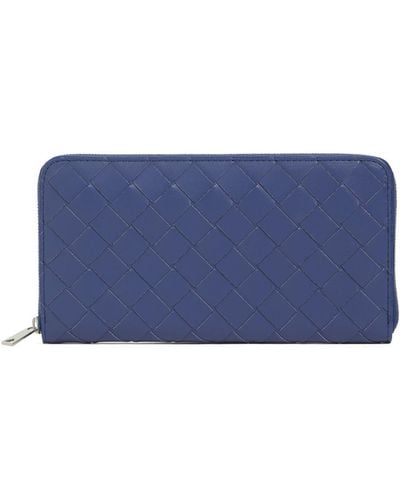 Bottega Veneta Intrecciato Leather Zipped Wallet - Blue