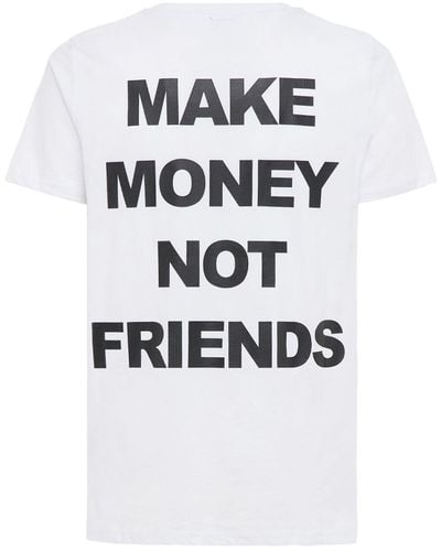 MAKE MONEY NOT FRIENDS Logo Print Cotton Jersey T-shirt - White