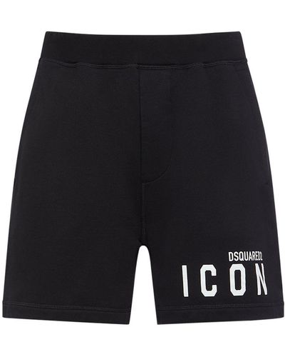 DSquared² Shorts de algodón con logo estampado - Negro