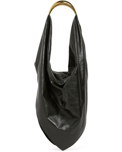 Bottega Veneta Foulard Leather Shoulder Bag - Black