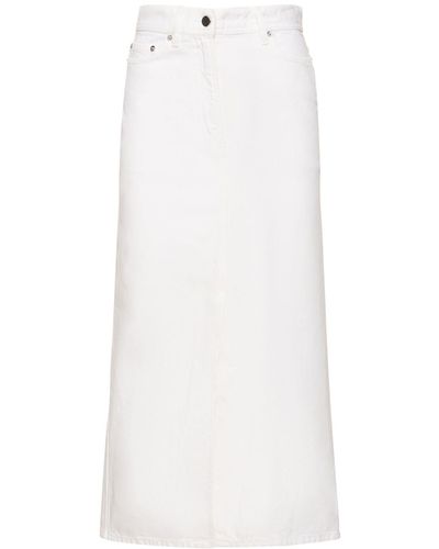 Loulou Studio Rona Cotton Denim Long Skirt - White