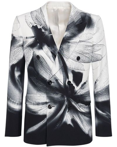 Alexander McQueen Veste en viscose imprimé libellule - Gris