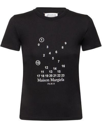 Maison Margiela T-shirt en jersey imprimé logo - Noir