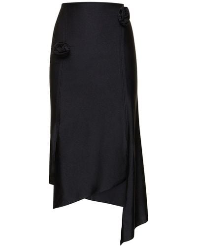 Coperni Flower Stretch Jersey Midi Skirt - Black