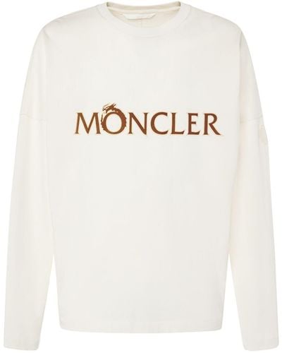 Moncler Langärmeliges Baumwolle T-shirt "cny" - Weiß