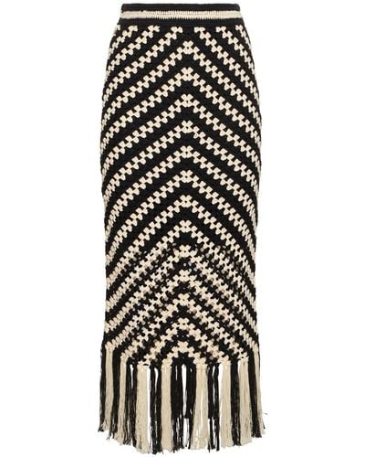 Zimmermann Halliday Hand Crochet Fringed Midi Skirt - Multicolour
